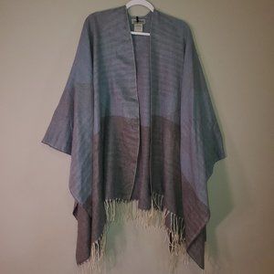 Very Soft Wrap - Blue/Purple Hues with Creamy Fringe